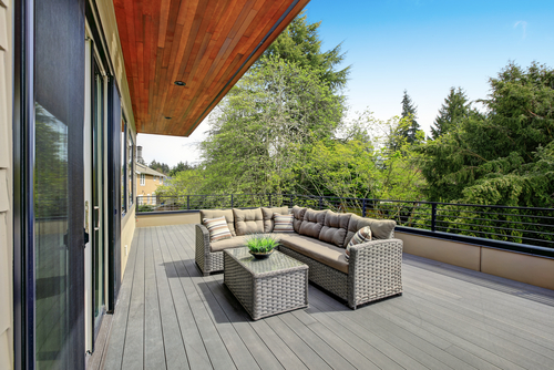 A modern, gray deck 